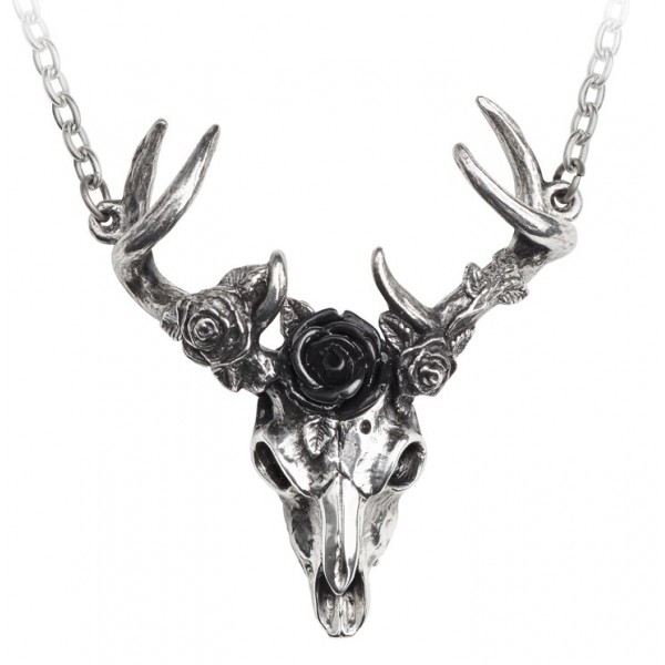 White Hart, Black Rose Pewter Pendant