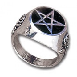 Roseus Pentagram Enameled Pewter Ring