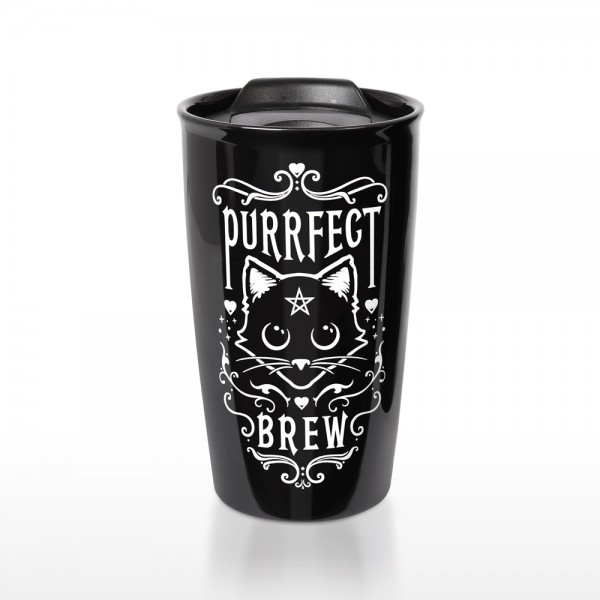 Black Cat Purrfect Brew Double Walled Travel Mug