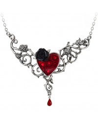 Blood Rose Heart Pewter Necklace