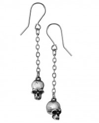 Deadskull Pewter Skull Drop Gothic Earrings