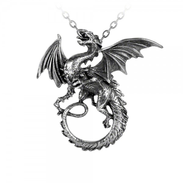 Whitby Wyrm Pewter Dragon Necklace