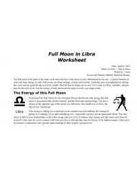 Full Moon in Libra Free Worksheet