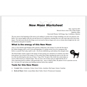 New Moon in Aries April 20 Free Worksheet