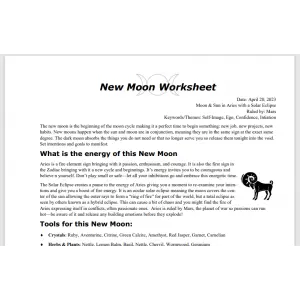 New Moon in Aries April 20 Free Worksheet