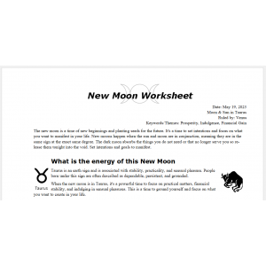 New Moon in Taurus May 2023 Free Worksheet