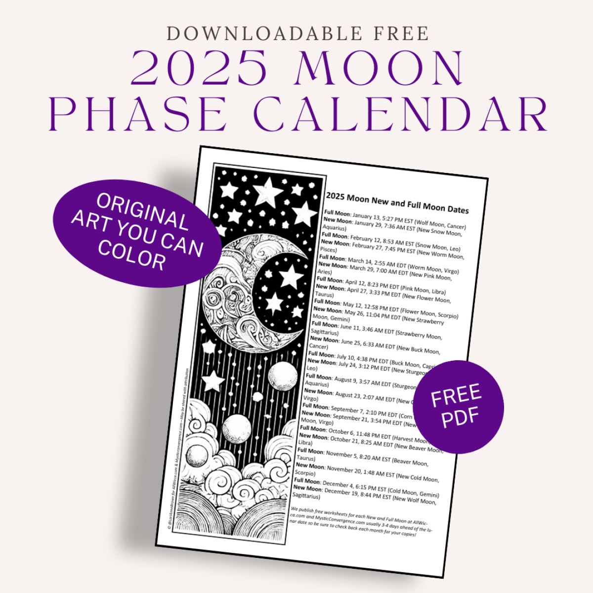 Moon Calendar 2025 Usa 