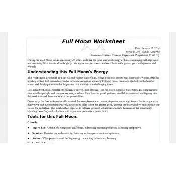 Full Moon in Leo January 2024 Free Worksheet