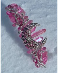 Moon and Earth Crystal Crown - Pink Aura Quartz