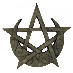 Crescent Moon Pentacle Small Wall Plaque