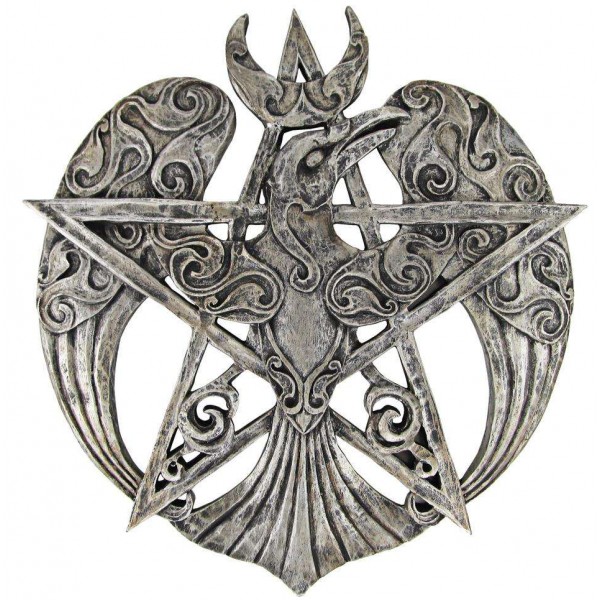 Crescent Raven Large Pentacle Plaque