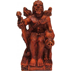 Seated Tyr, Norse God of War Statue - Wood Finish, Celtic God