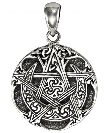 Moon Pentacle Small Sterling Silver Pendant