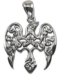 Raven Pentacle Sterling Silver Small Morrigan Pendant