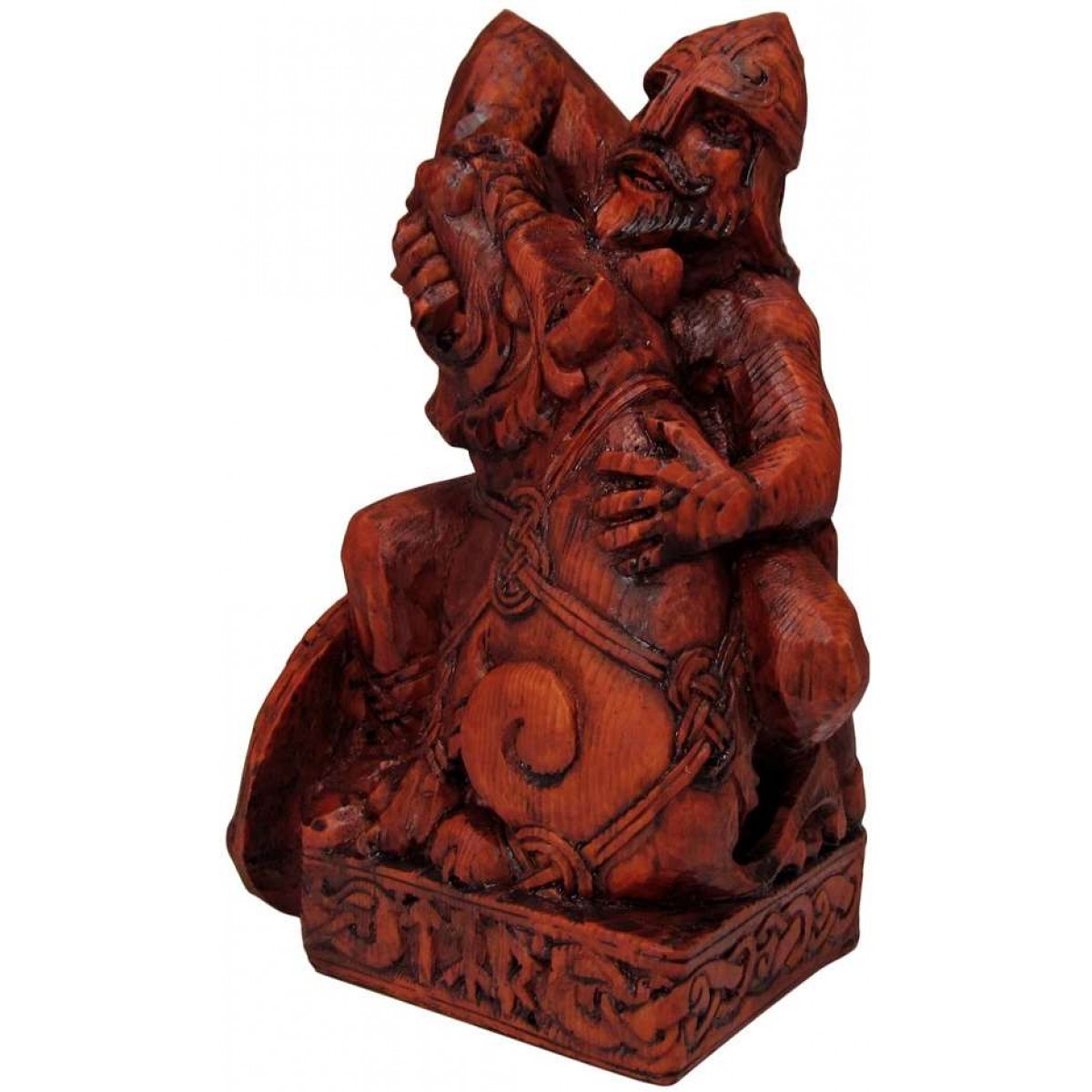 Seated Tyr, Norse God of War Statue - Wood Finish, Celtic God