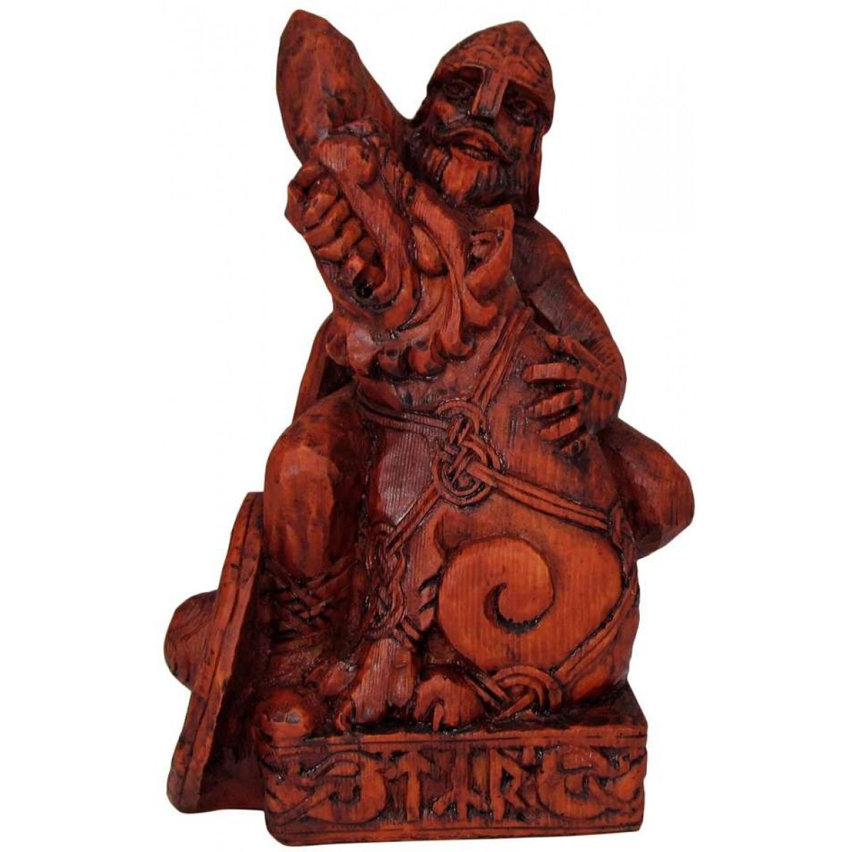 Seated Tyr, Norse God of War Statue - Wood Finish, Celtic God