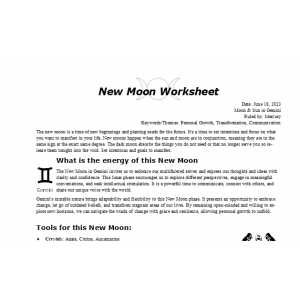 New Moon in Gemini June 2023 Free Worksheet