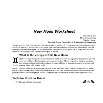New Moon in Gemini June 2023 Free Worksheet