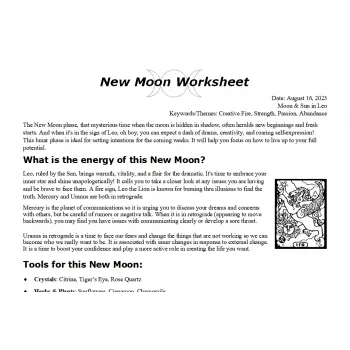 New Moon in Leo Free Worksheet August 2023