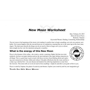 New Moon in Pisces February 2023 Free Worksheet