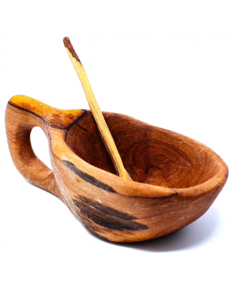 Olive Wood Carved Salt Pot