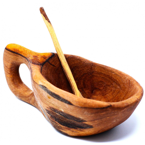 Olive Wood Carved Salt Pot