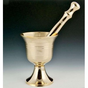 Brass Footed Mortar and Pestle Set