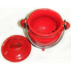 Red Cast Iron Mini Cauldron with Lid