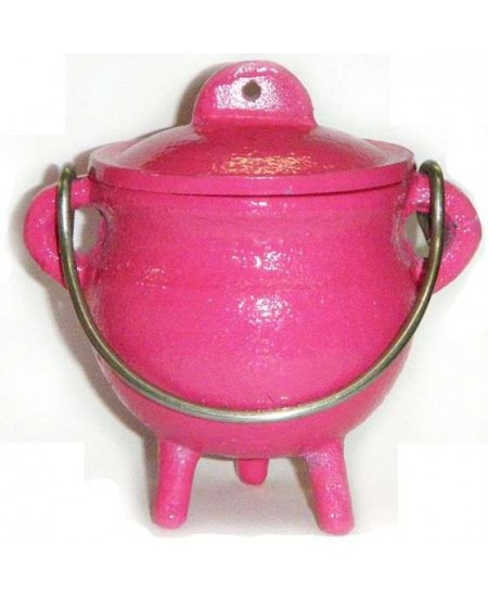 Pink Cast Iron Mini Cauldron with Lid