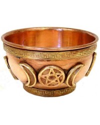 Triple Moon Goddess Copper Offering Bowl