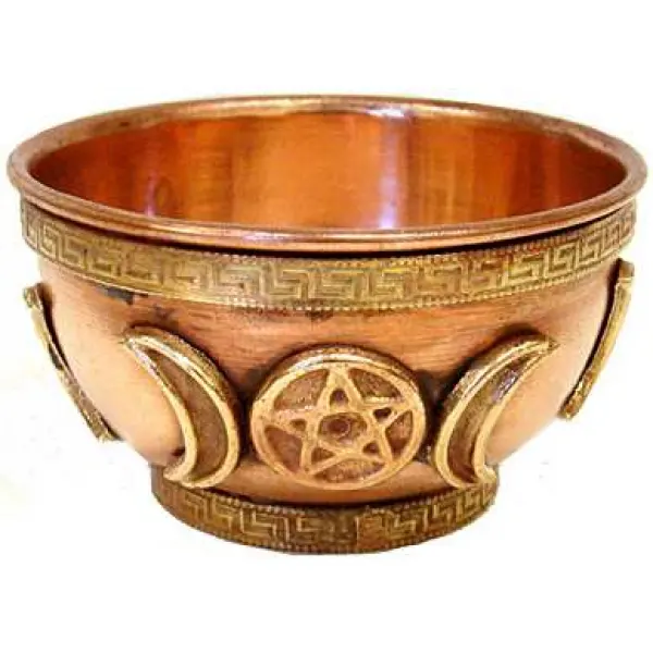 Triple Moon Goddess Copper Offering Bowl