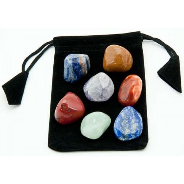 7 Chakra Tumbled Stone Set in Velvet Pouch