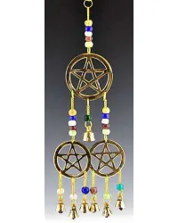 Triple Pentacle Brass Chime with Beads