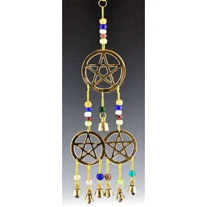 Triple Pentacle Brass Chime with Beads