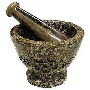 Pentagram Soapstone Mortar and Pestle Set