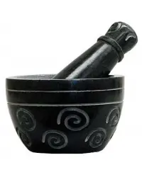 Spiral Black Soapstone Mortar & Pestle Set