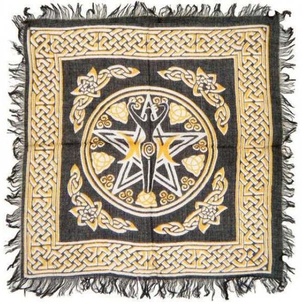 Goddess Pentacle Black and Gold Altar Cloth