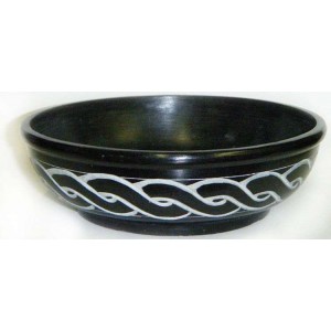 Celtic Black Soapstone Smudge Pot or Scrying Bowl