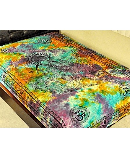 Goddess Saraswati Tie Dye Cotton Tapestry