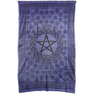 Pentagram Purple Cotton Full Size Tapestry