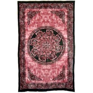 Celtic Knot Red Tie Dye Cotton Full Size Tapestry