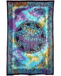 Celtic Knot Multi-Color Tie Dye Cotton Full Size Tapestry