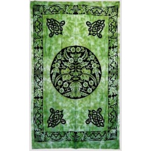 Green Man Green Cotton Full Size Tapestry