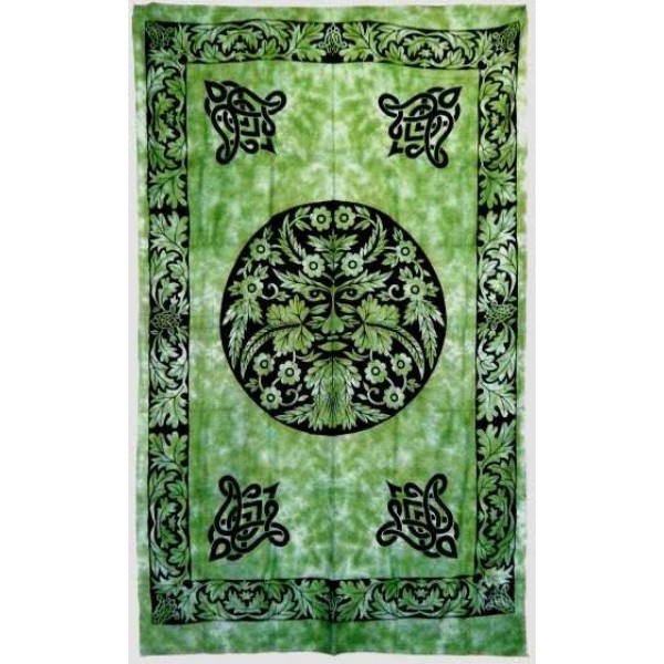 Green Man Green Cotton Full Size Tapestry