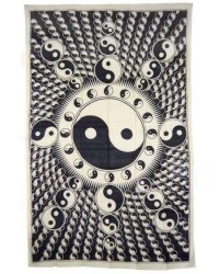 Yin Yang White Cotton Full Size Tapestry