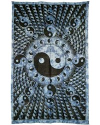 Yin Yang Blue Cotton Full Size Tapestry