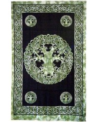 Green Tree of Life Celtic Cotton Full Size Tapestry