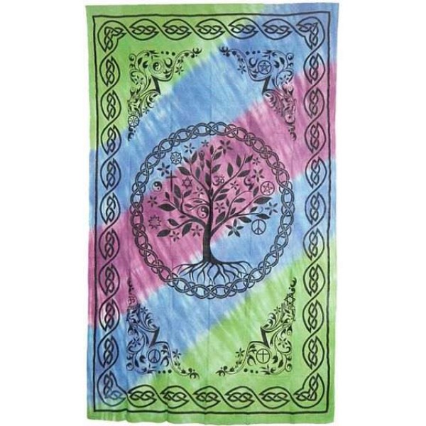 Tree of Life Tie Dye Cotton Full Size Bedspread