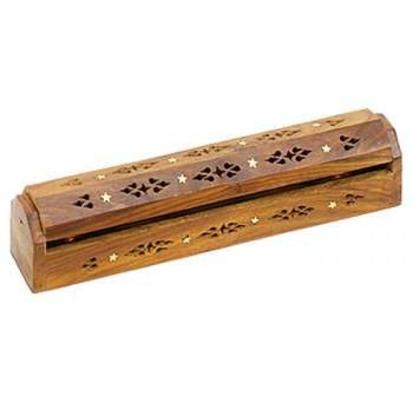 Wood Box Incense Burner with Stars