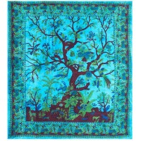 Tree of Life Blue Double Tapestry